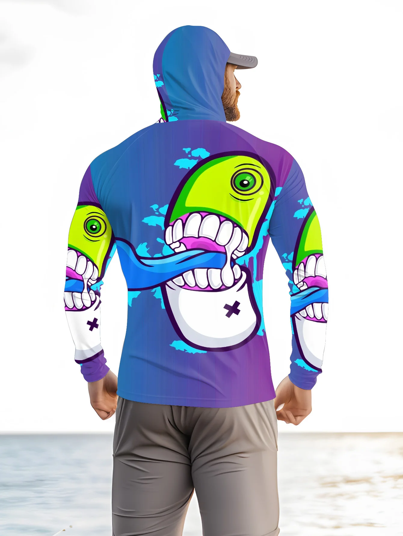 Men Cartoon Monster Graffiti F - Fishing Mask Sun Protection review and price